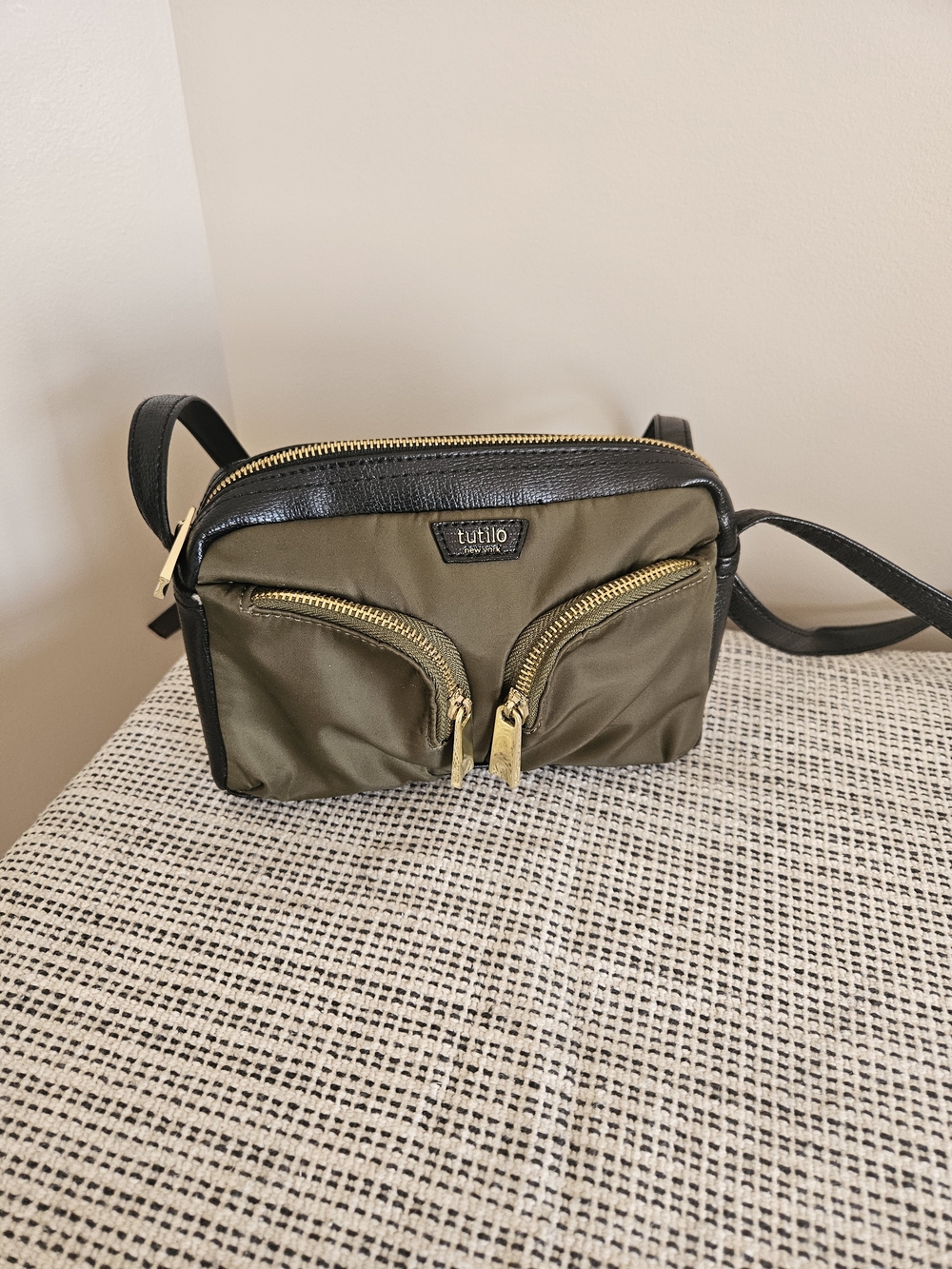 Tutito Olive Green Belt Bag with Black Trim